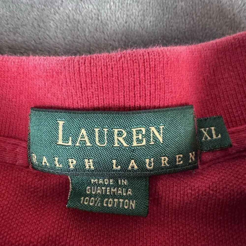 Lauren Ralph Lauren Mens  XL Red & Blue Striped Rugby Shirt Long Sleeve Polo